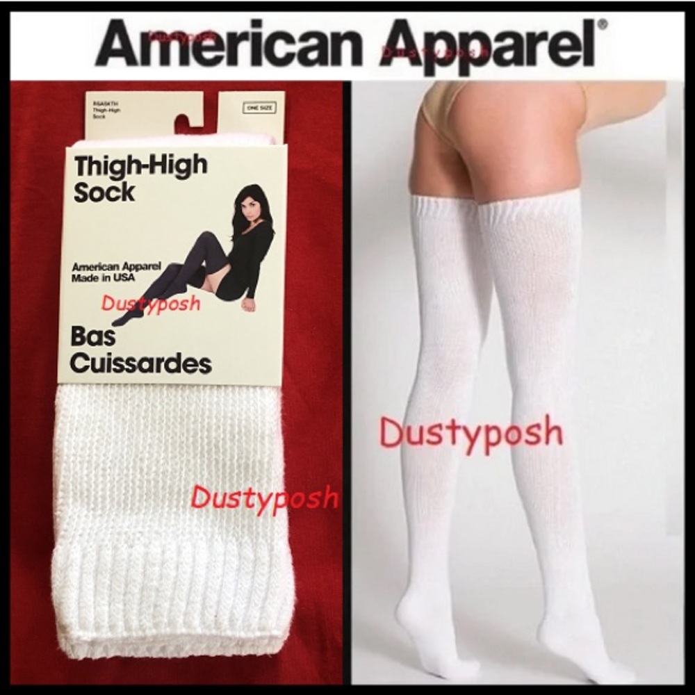 American Apparel Thigh High Sock Over The Knee Black White Red Vintage Gift New